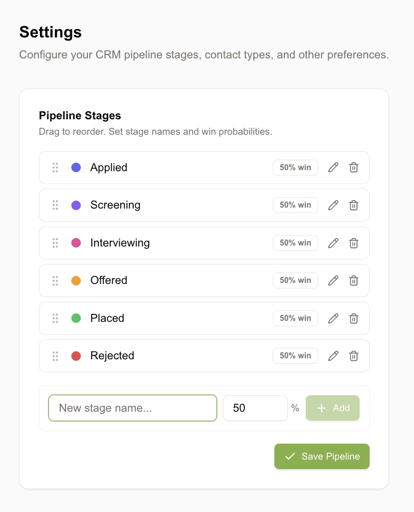 Pipeline Settings